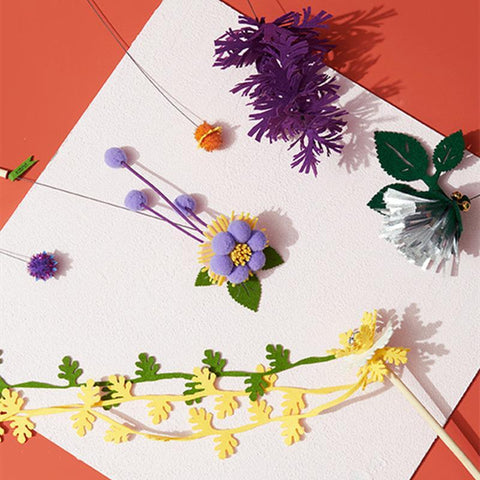 Flower Blooming Cat Teaser Wands Set