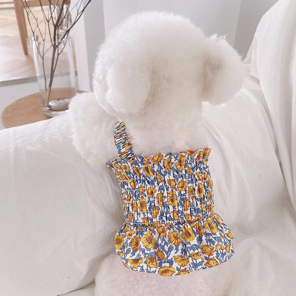 Adorable Puppy Dog Floral Dress