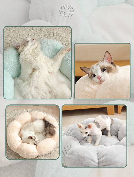 Flower Shaped Plush Cat Mat Bed